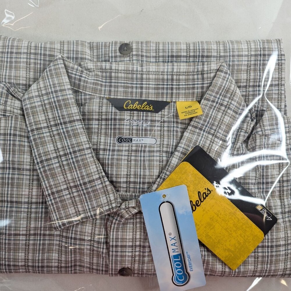 Cabela’s Soft Canvas Trail Men’s L Fish Short Sleeve Camping Shirt Multicolor